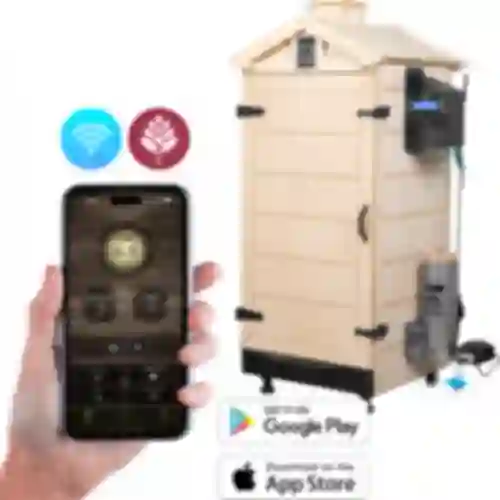 Defumador sem moldura dragON PLYWOOD NATURE com controlador Wi-Fi, 200L