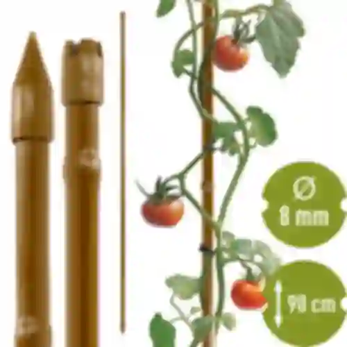 Estaca de aço revestida em forma de bambu, 90 cm x 8 mm