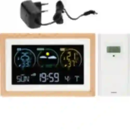 Estação meteorológica (RCC,DCF) - eletrônica, sem fio, iluminada, sensor, branca