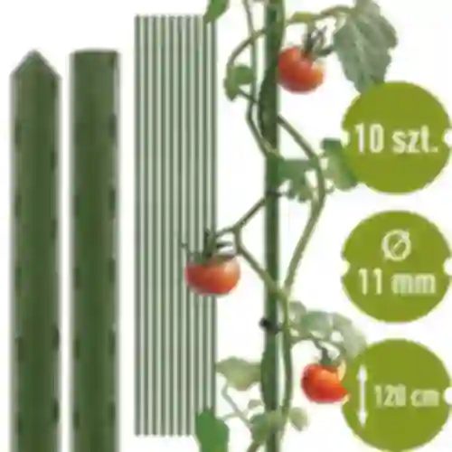 Estacas de jardim Bioogród – aço revestido, 1,2 m, diâmetro 11 mm, 10 unidades