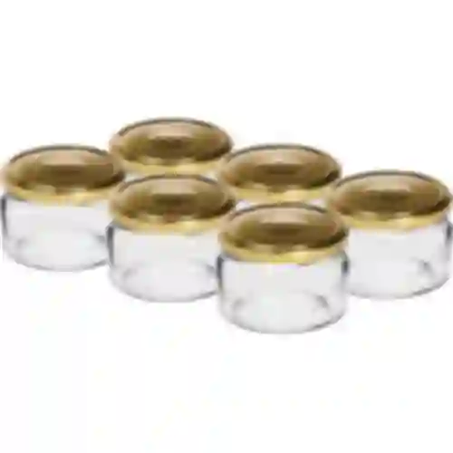 Frasco baixo 200ml - com tampa dourada fi 82/6, 6 peças