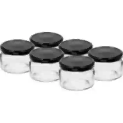 Frasco baixo 200ml - com tampa preta fi 82/6, 6 peças