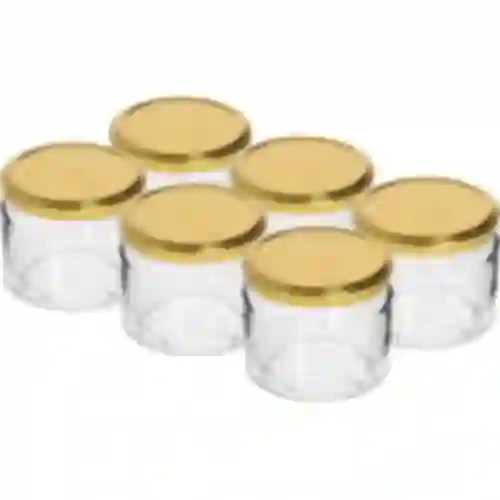 Frasco baixo 330ml - com tampa dourada fi 82/6, 6 peças