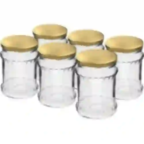 Frasco fisz ondulado 500ml - com tampa dourada fi 82/6, 6 unid.