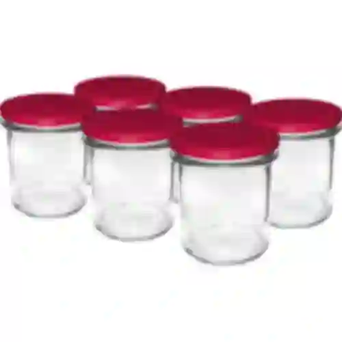 Frasco simples 350 ml (fi 82) com tampa bordô 6 unid.