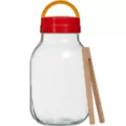 Frasco TO 3 L com tampa de plástico + pinças fi 100