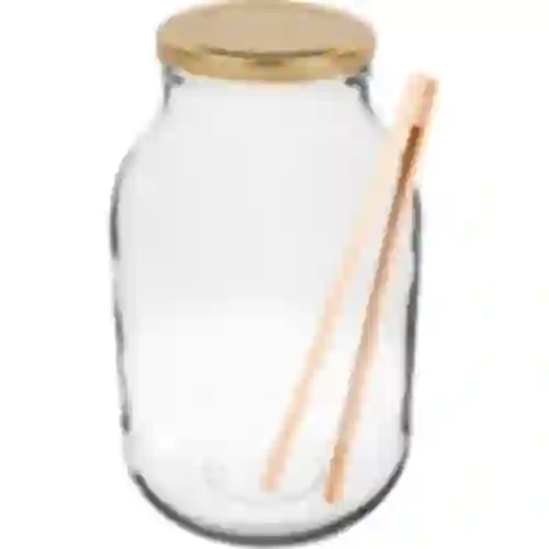 Frasco TO 3 L com tampa dourada + pinças fi 100