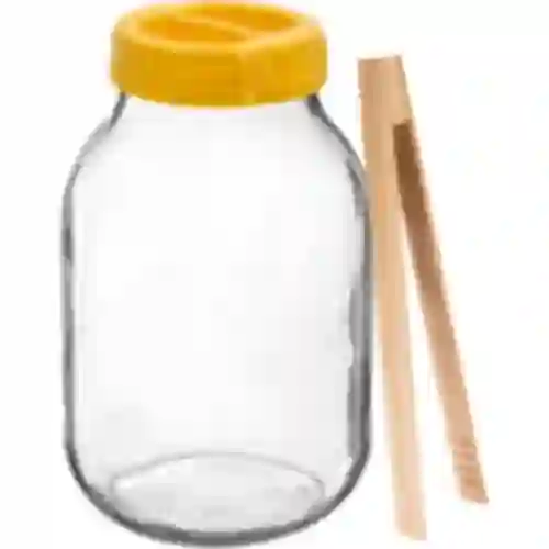 Frasco twist-off 3 L, pinças e tampa de plástico fi 100, com alça