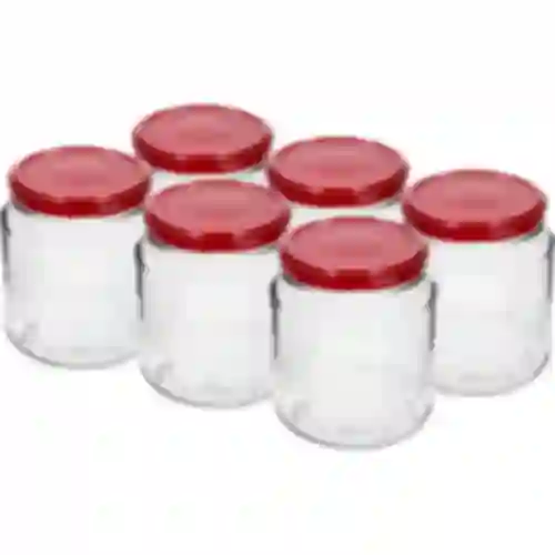 Frasco twist-off, grosso 580ml com tampa bordô fi82/6, 6 peças