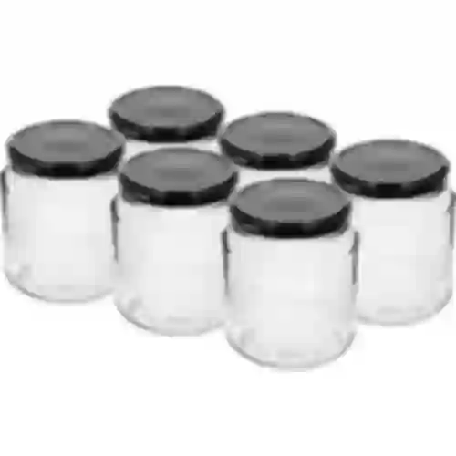 Frasco twist-off, grosso 580ml com tampa preta fi 82/6, 6 peças