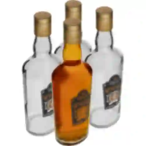 Garrafa 0,5 L com tampa e impressão a 2 cores Whisky - 4 unid.