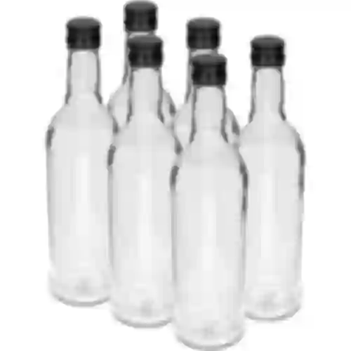 Garrafa 500 ml Esguia, com tampa preta, para vodka, 6 unid.