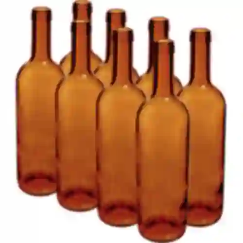 Garrafa para vinho 0,75 L marrom - pacote de 8 unid.