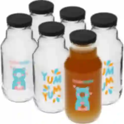 Garrafa twist off 330 ml com tampa fi43 e impressão colorida - 6 peças