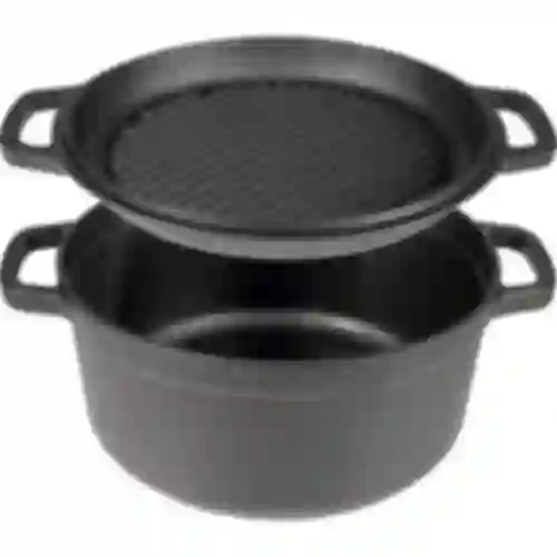 Panela de ferro fundido com frigideira, 5 L + 1 L
