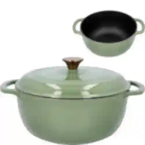 Panela de ferro fundido esmaltada - sálvia, 5,8L