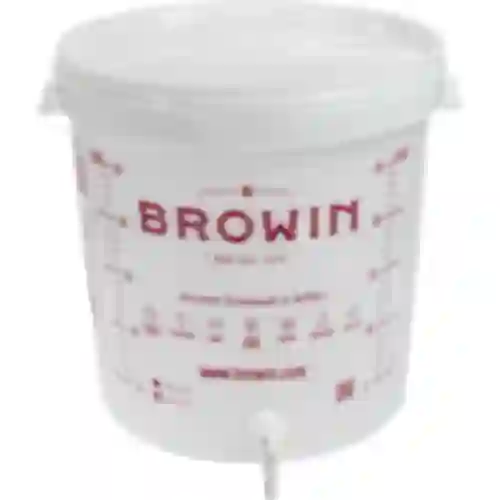 Recipiente de fermentação 30L, em cor branca com impressão, torneira e 2 tubos - j.EN
