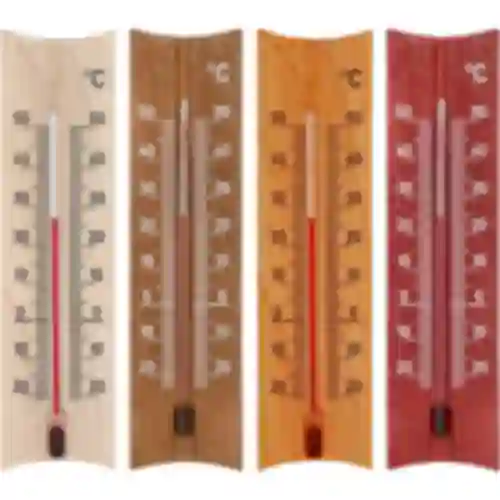 Termômetro de ambiente de madeira (-20 a +50°C), 15 cm, mix
