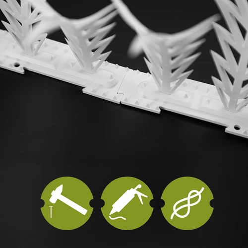 Tiras com picos dissuasores de aves, decorativas, brancas - em plástico, 6 un. - 6