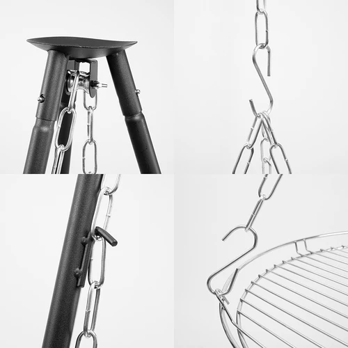 Trípode para fogueira com grelha, 150 cm - 4