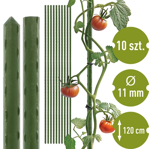 Tutores de jardim Bioogród – aço revestido, 1,2 m, Ø 11 mm, 10 un.