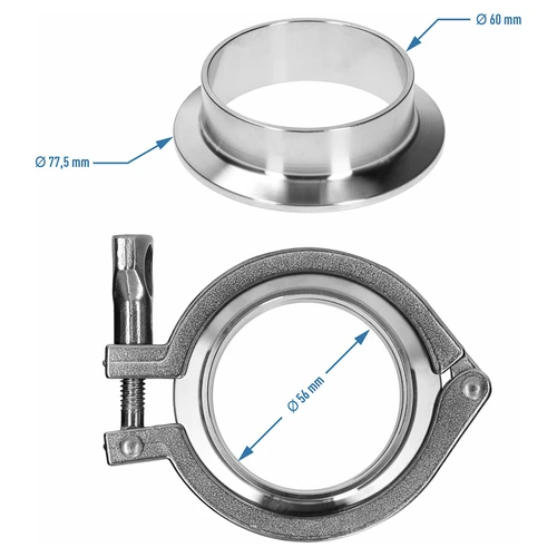 União Tri-Clamp completa 77,5 x 60 mm - 5