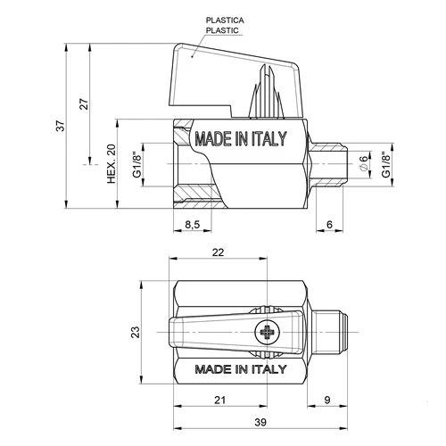 Válvula de esfera 1/8 de polegada - 3