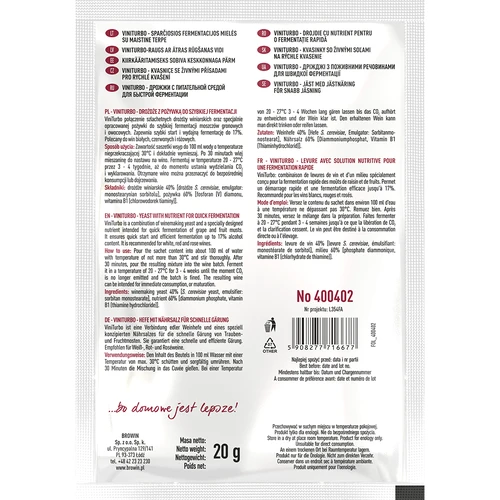 ViniTurbo - fermento para fermentação rápida, 20 g - 2