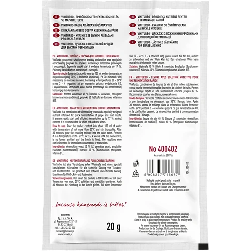 ViniTurbo - fermento para fermentação rápida, 20 g - 2