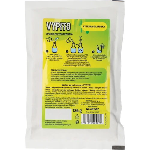 VYPITO 12%, sachê para 18 bebidas - Limão & lima, 126 g - 2