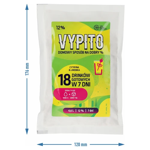 VYPITO 12%, sachê para 18 bebidas - Limão & lima, 126 g - 4