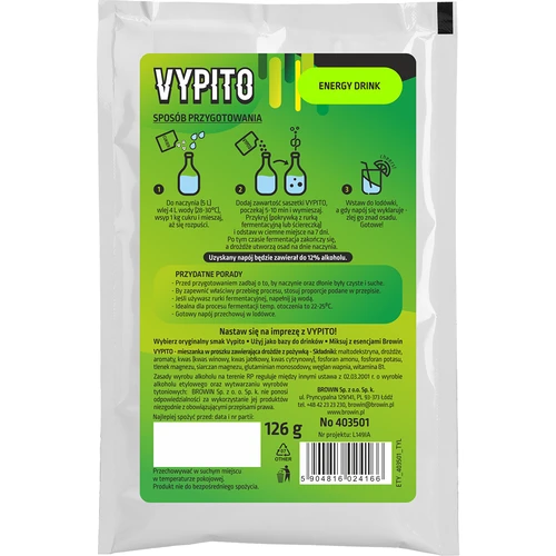 VYPITO 12%, saqueta para 18 cocktails - Bebida energética, 126 g - 2