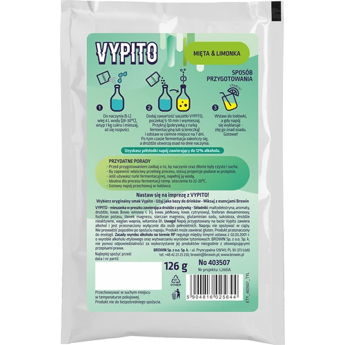 VYPITO 12%, saqueta para 18 cocktails – Hortelã-Lima, 126 g - 2