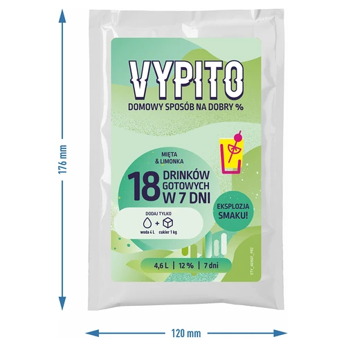 VYPITO 12%, saqueta para 18 cocktails – Hortelã-Lima, 126 g - 4