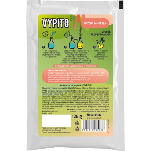 VYPITO 12%, saqueta para 18 cocktails - Matcha-Alperce, 126g - 2