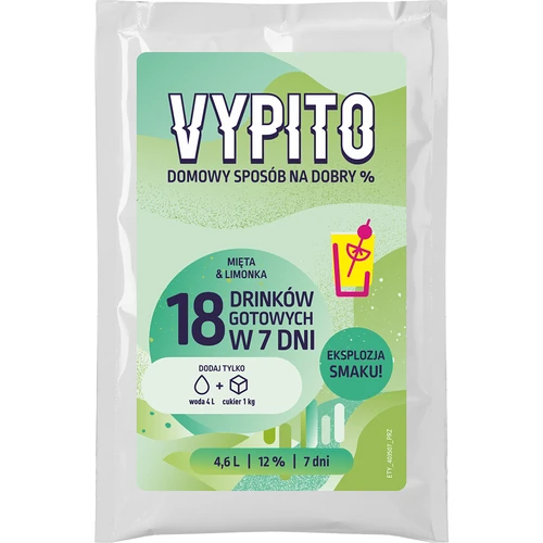 VYPITO 12%, saszetka na 18 drinków – Mięta-Limonka, 126g