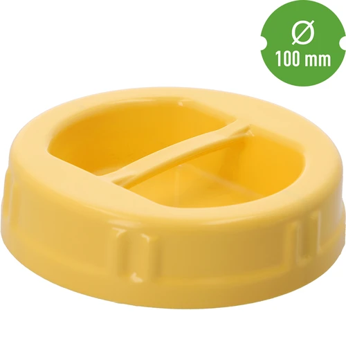 Zakrętka TO fi100 mm żółta, z tworzywa, z uchwytem, do słoi szklanych - 3