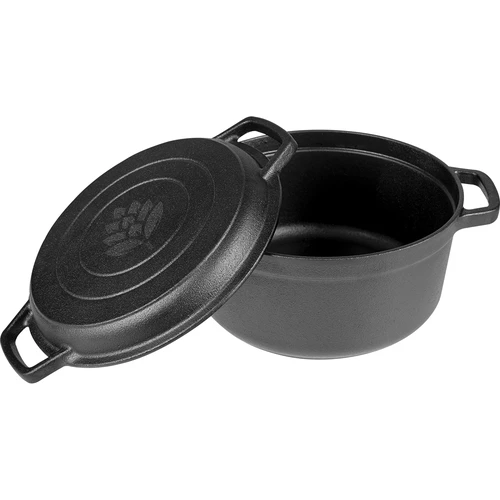 Żeliwny garnek z patelnią, 5 L + 1 L - 4