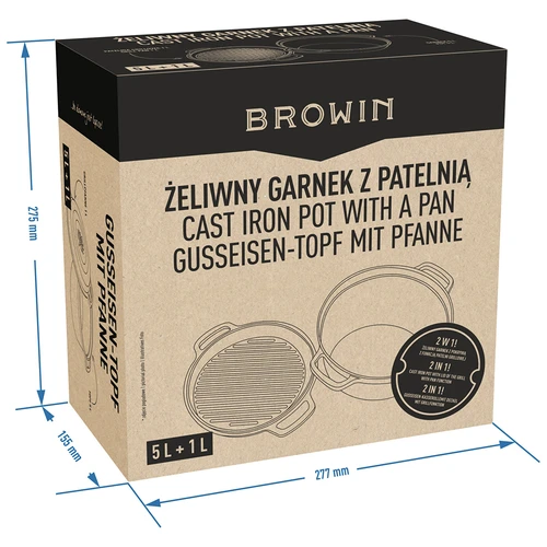 Żeliwny garnek z patelnią, 5 L + 1 L - 11