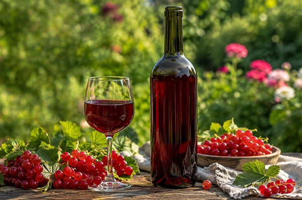 Vinho caseiro de groselha vermelha