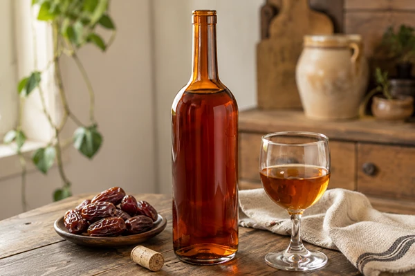 Vinho caseiro de tâmaras meio-doce