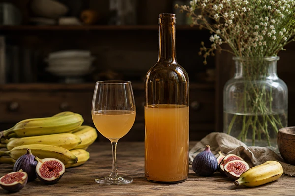 Vinho de sobremesa de figos e bananas