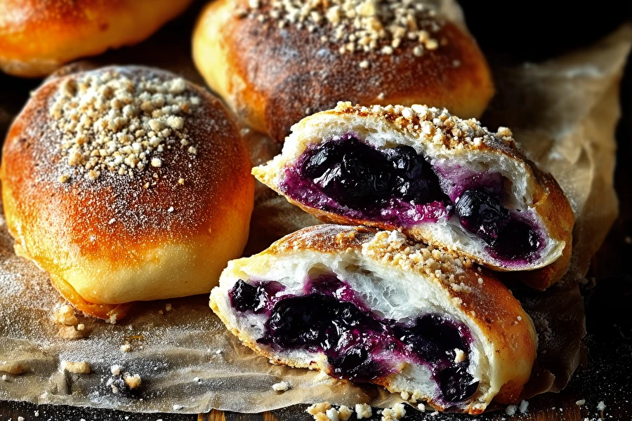 Pãezinhos de mirtilo caseiros — macios, fofos e cheios de fruta!